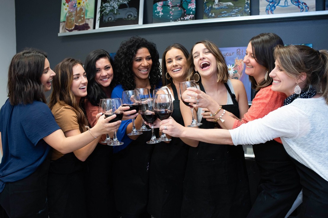 Un-wine-d with your girlfriends at a paint pARTy.
